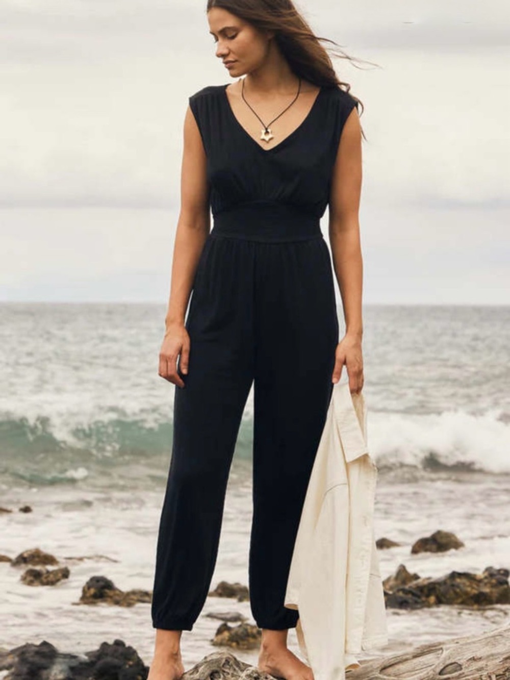 Z Supply Black V-Neck Sleeveless Jumpsuit